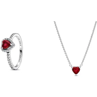 Pandora Damenring Erhabenes Herz Rot, 60/19,1