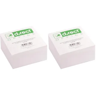D.RECT Zettelklotz Notizklotz Ersatzpapier (für Zettelbox) | 85x85x40mm circa 350 blatt | Weiß (Packung mit 2)