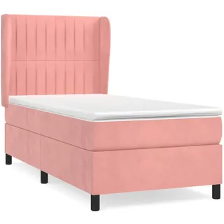 vidaXL Boxspringbett mit Matratze Rosa 90x200 cm Samt - Rosa
