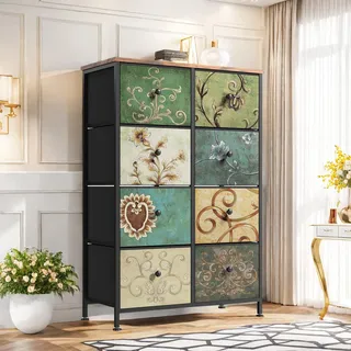 Fortuna Lai Kommode mit 8 Stoffschubladen, Sideboard für Küche, Büro, Flur, TV Schrank