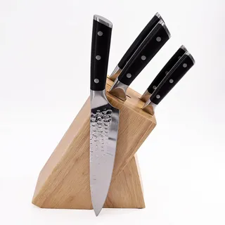 Lacers PurpleLine 6-tlg. Messerset mit Messerblock Holz – Profi Küchenmesser Set Edelstahl Scharf – Kochmesser Schälmesser Brotmesser Allzweckmesser – Ergonomischer Griff – Preis-Leistung TOP