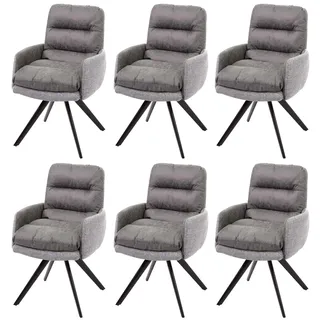 Mendler Esszimmerstuhl HWC-G66 Stoff hellgrau-grau 6er Set