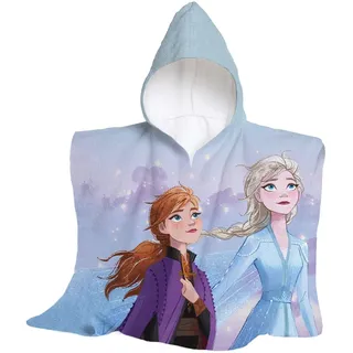 HERMET hermet, Disney, Die Eiskönigin, Strandtuch mit Kapuze, Maxi-Poncho für Kinder, 60 x 60 cm, Badetuch für Strand oder Pool, 100% weiche Baumwolle