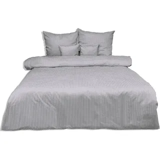 Bettwäsche, Damast, 100% Baumwolle, hohe Qualität 160x200 Hellgrau - Hellgrau