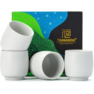 TEANAGOO Chinesische Teetasse,5,8 oz,Ruware,elfenbeinweiß,4 Stück/Box,TC07,Chinesische Teetassen,japanische Teetasse,grüne Teetassen,asiatische Teetassen ohne Henkel