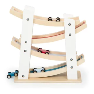 Small Foot Company small Foot Rennbahn Klassik, aus naturbelassenem Holz, mit Vier Holzautos, ab 18 Monaten, 11873, Mehrfarbig/Meereswellen (Ocean Tides)