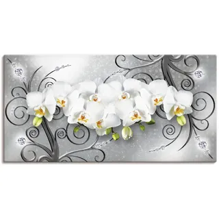 Artland Wandbild »weiße Orchideen auf Ornamenten«, Blumenbilder, (1 St.), als Alubild, Outdoorbild, Leinwandbild, Poster, Wandaufkleber Artland grau