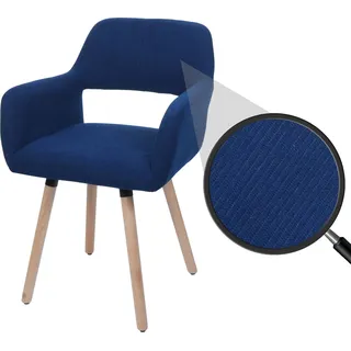 Esszimmerstuhl HWC-A50 II, Stuhl Küchenstuhl Polsterstuhl, Holz Stoff/Textil Cord (400g/m2) blau - Blau
