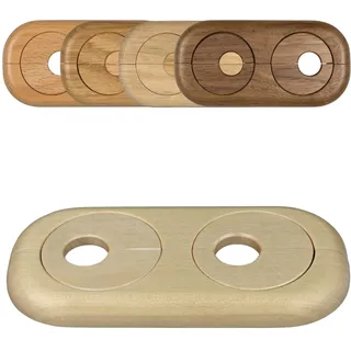FUX Doppel Heizungsrohr Rosette, Rohrabstand variabel, 15mm - 22mm, Rohrabdeckung, Abdeckrosetten, Verkleidung, Heizkörper Rosetten, Holz, Parkett, Holzrosetten (15mm, Ahorn)