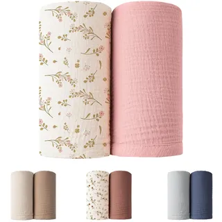 Winmany Baby-Wickeldecken aus Musselin für Neugeborene Jungen Mädchen Kinderzimmer Wickeltuch Baby-Essentials für das ganze Jahr, 100 x 100 cm
