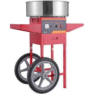 VBENLEM 1000W Zuckerwattemaschine Rot Cotton Candy Machine Zuckerwatten Maschine für Zuhause mit Wagen