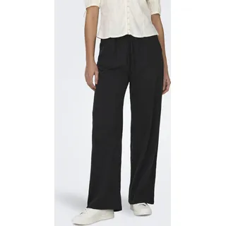 Leinenhose mit Kordelzug und elastischem Bund | M - Schwarz