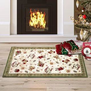Villeroy & Boch Teppich "Nostalgic Shine Toys Delight, eckig, rund und Läufer" rechteckig 6 mm Höhe Weihnachten, Wohnzimmer, Flur, Geschenk, Toys Delight, Dekoration, grün,multifarben
