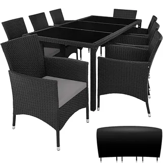 Tectake Rattan Sitzgruppe 8-tlg. Schwarz/Grau