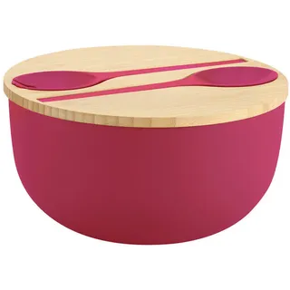 Kesper Salatschüssel , Brombeere, Hellbraun , Holz, Kunststoff , 4-teilig , Bambus , rund , 13 cm , FSC 100% , Geschirr, Schalen & Schüsseln, Salatschüsseln