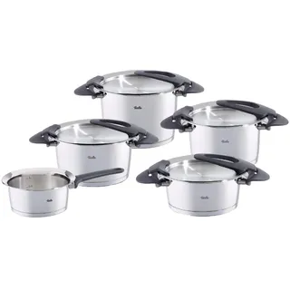 Fissler Intensa/Edelstahl-Topfset, 5-teilig,Töpfe mit Metall-Deckel (3 Kochtöpfe, 1 Bratentopf, 1 Stielkasserolle-deckellos) - Induktion