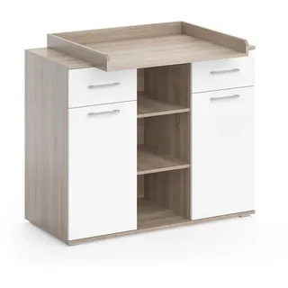 Vicco Wickelkommode Leonie Sonoma 113 x 109 cm , Holzwerkstoff , 2 Schubladen , Rechteckig , 113x109x70 cm , Babymöbel & Kindermöbel, Babyzimmer, Wickelkommoden & Zubehör, Wickelkommoden