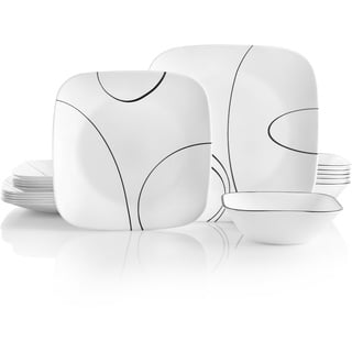 Corelle 18-Piece Dinnerware Service für 6, splitterfest, einfache Linien Geschirr-Set, Glas