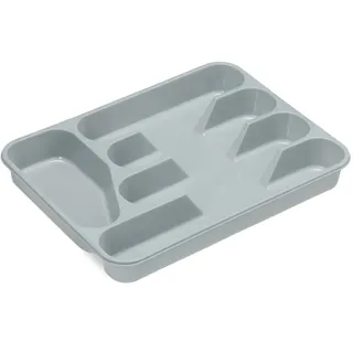 Relaxdays Besteckkasten Grau 25 x 4 x 33 cm Kunststoff