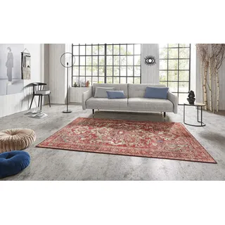 Northrugs Nouristan Leta Asmar Wohnzimmerteppich Orient-Touch Detailiertes Muster Florales Kurflor Flachgewebe Teppich für Esszimmer, Wohnzimmer, Schlafzimmer – Orientalrot, 80x150cm, Polyester, 80x150 cm