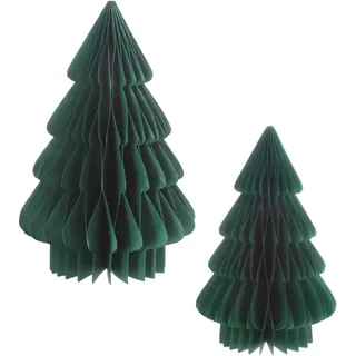 3.07 Tannenbaum Honeycomb zum hinstellen - 2er Set / 30 cm und 20 cm - Deko Tanne aus Papier - Farbe: GRÜN - Grün