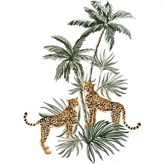 queence Leinwandbild "Leopard" Kunst  Leopard  Modern  Raubkatzen  Tiere Premium-Leinwandstoff, Handarbeit aus Deutschland, farbe bild(er): braun
