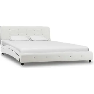 Bettgestell Weiß Kunstleder 140 x 200 cm - Weiß