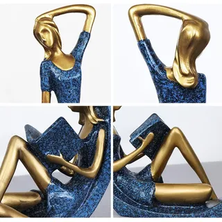 2PCS Yoga Mädchen Figur Lesen Statue Ornament für Desktop Büro Schlafzimmer Wohnzimmer