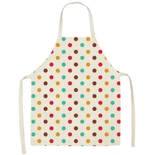 Dusenly Damen Schürze Mode Punkte Schürzen Wasserdicht Küchenschürze Baumwolle und Leinen Schürze für Frauen Chef Küche Kochen, Grillen und Backen (bunt)