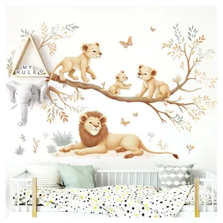 Little Deco Wandtattoo Löwen auf AST Kinderzimmer Wandsticker für Babyzimmer Safari Dschungel Wandaufkleber Tiere Schlafzimmer Wanddeko DL5053-05