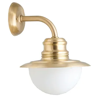Außenleuchte Messing Weißes Glas Maritim Wand Lampe Laterne Hof Haus PELLA
