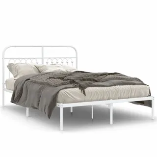 vidaXL Bettgestell mit Kopfteil Metall Weiß 140x200 cm - Weiß