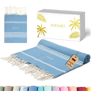 SOLTAKO Fouta Bali Strandtuch groß 300x200 aus 100% Baumwolle - Stranddecke für Familie-Saunatuch- Badetuch XXL-sandfreie Strandliege-Hamamtuch als Geschenk verpackt