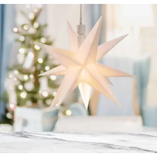 Buri Weihnachts-LED-Stern in 3D zum Hängen 12cm Leuchtstern Weihnachtsstern Deko