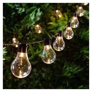 Lights4fun 20er LED-Glühbirnen-Lichterkette warmweiß Strom Innen- und Außen Beleuchtung Balkon Party Outdoor Stecker Deko Garten Girlande Baum [Energieklasse A++]
