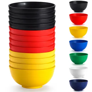 Berglander Kunststoff Schalen Set 12 Stück 750ml, DE Farbe mehrweg Plastik Ramen Schüssel, Suppenschüsseln, Müslischüssel für Erwachsene, Kinder, Zuhause, Restaurant, Garten, Picknick