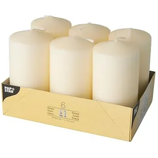 Papstar Stumpenkerzen 6 Stück 6 cm beige