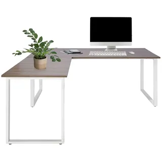 HJH Office Eckschreibtisch WORKSPACE XL I Grau/Weiß Schreibtisch mit großer Arbeitsfläche, Stahlgestell