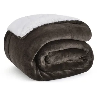 BEDSURE Kuscheldecke - Warm Sherpa Wolldecke & Sofadecke, Flauschig Sofaüberwurf Decke, Dicke Couchdecke, Fleecedecke, Flauschige Wohndecke für Couch, Braun, 150x200 cm, XL