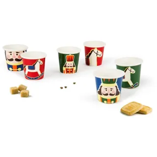 Excelsa Vintage Christmas Set 6 Kaffeetassen, Fassungsvermögen 90 ml, Porzellan, Weihnachtsdekoration