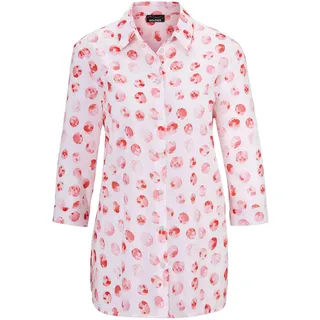 Klassische Bluse GOLDNER "Kurzgröße Bluse mit Hemdkragen", Damen, Gr. 21, rot (koralle, getupft), Obermaterial: 100% Baumwolle CO., Manschette, Blusen Klassische Bluse, keine/nicht relevant