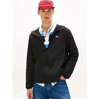 Outdoorjacke TOMMY JEANS "TJM OUTDOOR SHELL", Herren, Gr. S, schwarz, Web, Obermaterial: 100% Nylon, unifarben, regular fit normal, Rundhals, eingesetzt elastischer Bund, Jacken Outdoorjacke, Windsheeter Windjacke Packable Fahrradjacke Regular fit mit Kapuze