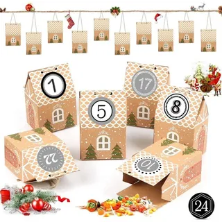 Adventskalender zum Befüllen 24 DIY Häuser Weihnachten Schwarz - Schwarz