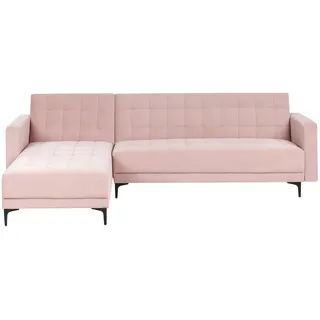 Beliani 4-Sitzer ABERDEEN Samtstoff Pastellrosa rechtsseitig