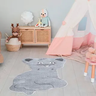 Kinderteppich CARPET CITY "ANIME894", grau, B:100cm H:11mm L:130cm, Polypropylen (PP), Teppiche, Kinderteppich, Kinderzimmer Teppich Modern mit Mond, Blumen, Wolken, Creme, Multi