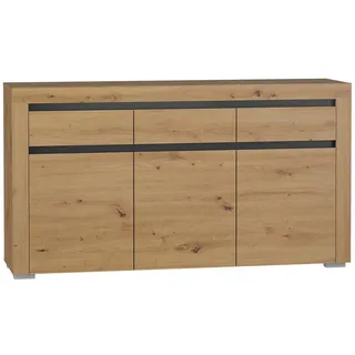 Petits-meubles Sideboard Kasla Holz und Anthrazitgrau , Grau , Holzwerkstoff , 152x84x39 cm , Kleinmöbel, Kommoden, Sideboards