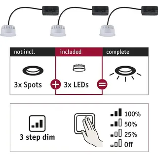 Paulmann Einbauleuchte 3er Set rund 50mm 3x6W 2700K Satin