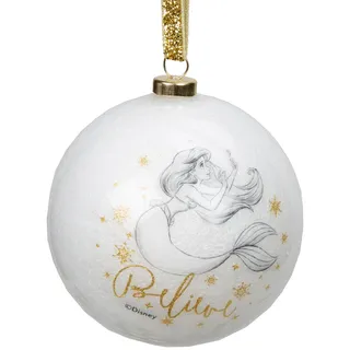 Disney 80mm Weihnachtskugel Glitzer Funkeln - Prinzessin Ariel Believe