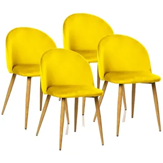 Furniture Style Mercedes Stuhlset 46x78x24.3 Cm 4 Einheiten - Yellow - One Size