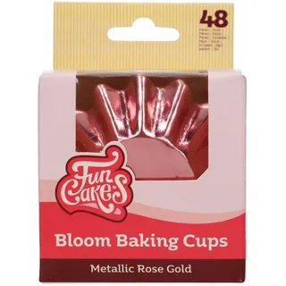 FunCakes Baking Cups Metallic Rosegold 48 Stück Muffin und Cupcake Förmchen Papier, Bloom Backförmchen aus beschichtetem Karton, Perfekt für Cupcakes und Muffins - Pk/48